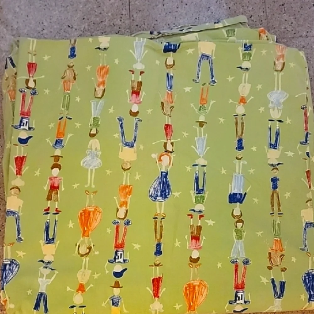 POTTERY BARN KIDS Colorful Child Character Print Fabric Queen Size Duvet Cover